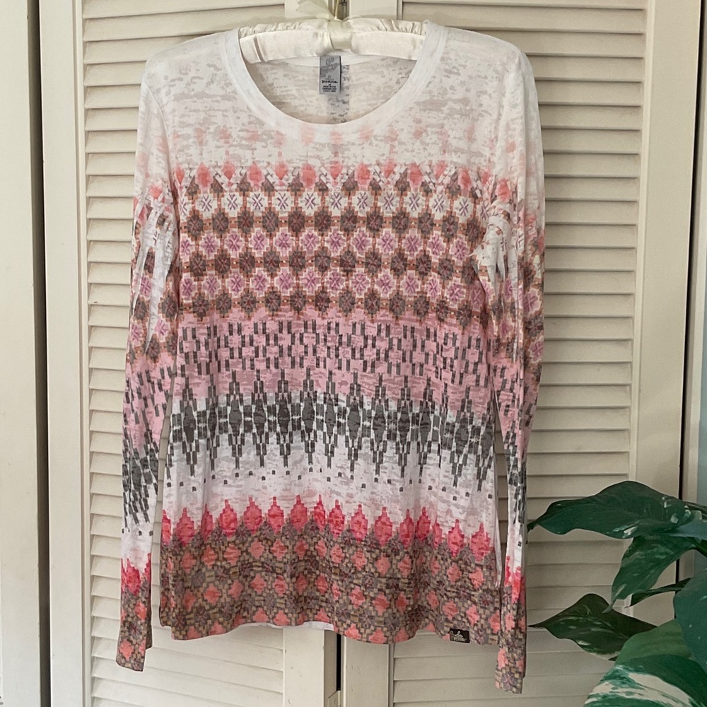 Prana Women's Long Sleeve Top - Pink, Gray, White